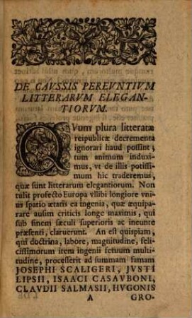 Io. Clerici De caussis pereuntium litterarum elegantiorum commentationes