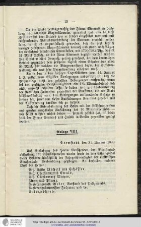 Anlage VIII.