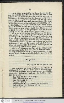 Anlage VIII.