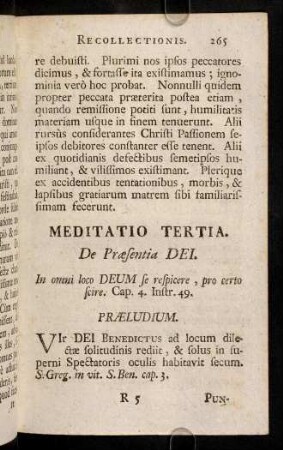 265-274, Meditatio Tertia.
