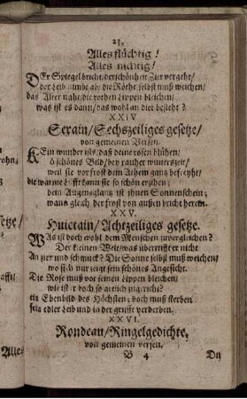 XXIV. Sexain/ Sechszeiliges gesetze/ von gemeinen Versen