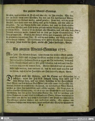 Am zweyten Advents-Sonntage 1777