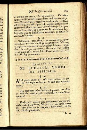 Quaestio VI. De Speciali Verbi Div. Efficacia.