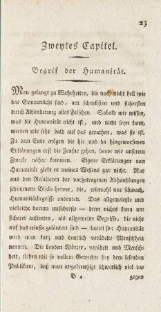 Zweytes Capitel. Begrif der Humanität.