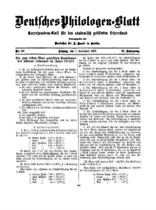 Die zum ersten Male geprüften Kandidaten des höheren Lehramts im Jahre 1912/13