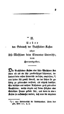 Ueber den Gebrauch der Buchstaben-Kasten oder Lese-Maschinen beim Elementar-Unterricht