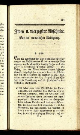 Zwey u. vierzigster Abschnitt. Von der monatlichen Reinigung