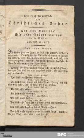 Die fünf Hauptstücke der Christlichen Lehre.