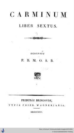 Liber 6: Carminum