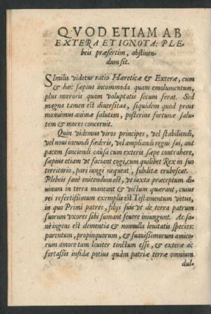 Quod Etiam Ab Extera Et Ignota: Plebeis praesertim, abstinendum sit.