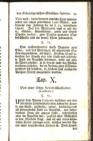 Cap. X. Von einer üblen Leibsbeschaffenheit. (Cachexia)