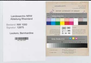 Entnazifizierung Bernhardine Leukers, geb. 08.05.1899 (Postsekretaerin)