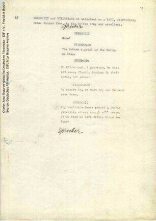 Englische Dialogliste (Auszug), mit handschriftlichen Anmerkungen von Robert Siodmak