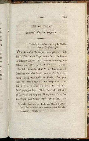 Eilfter Brief. Rückreise über den Simpione.