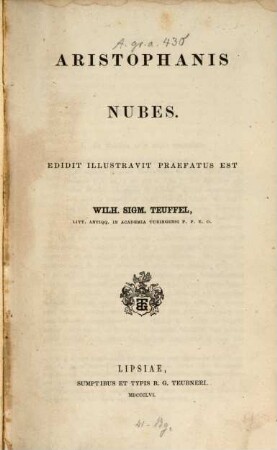 Nubes : Edidit Mustravit prafatus est W. S.Teuffel
