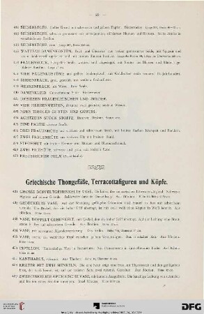 Griechische Thongefäße, Terracottafiguren und Köpfe (Nr. 431-487)