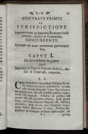 Discursus Primus De Iurisdictione ...