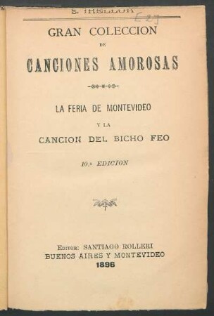 Gran colección de canciones amorosas : la feria de Montevideo y la canción del bicho feo
