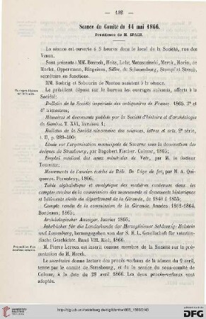 Séance du comité du 14 mai 1866