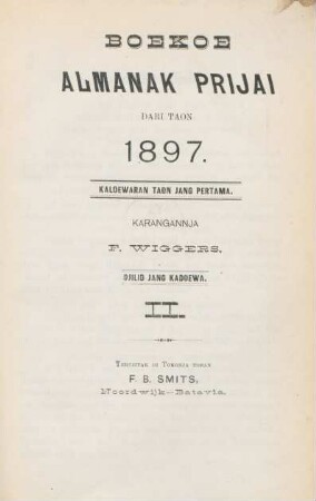 1897: Boekoe almanak prijai