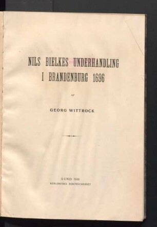 Nils Bielkes underhandling i Brandenburg 1696