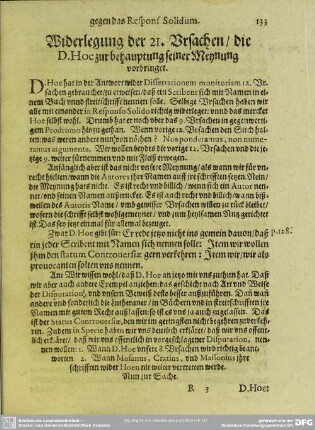 Widerlegung der 21. Vrsachen, die D. Hoe zur behauptung seiner Meynung vorbringet