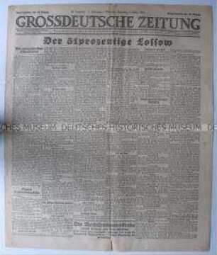 Nationalsozialistische Tageszeitung "Grossdeutsche Zeitung" u.a. zum Prozess gegen die Verantwortlichen des Hitler-Putsches 1923