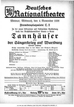 Tannhäuser und Der Sängerkrieg auf Wartburg