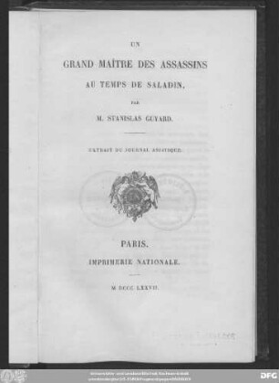 Un grand maître des Assassins au temps de Saladin