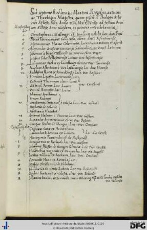 [fol. 62] Rektorat Martin Kygelin 1545