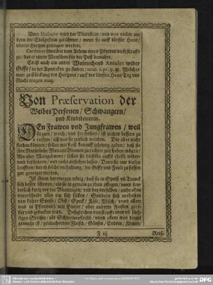 Von Praeservation der Weibes Personen, Schwangern, und Kindtbetterin