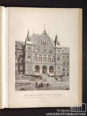 Architektonische Studienblätter. Serie III, No. 111. Königliches Landesgerichts- und Amtsgerichtsgebäude. Mittelbau der Hauptfront. Aachen.