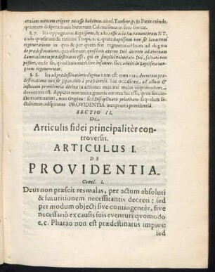 Articulus I. De Providentia.