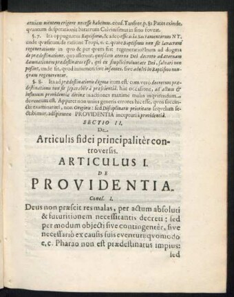 Articulus I. De Providentia.