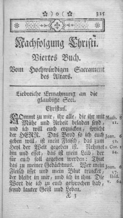 Nachfolgung Christi. Viertes Buch. Vom hochwürdigen Sacrament des Altars.