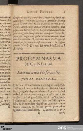 Progymnasma Secundum. Elementorum conformatio.