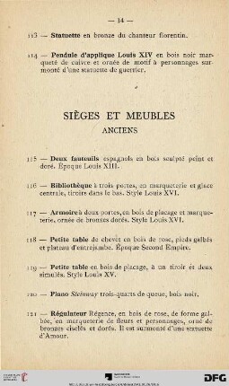Sièges Et Meubles (Nr. 115-128)