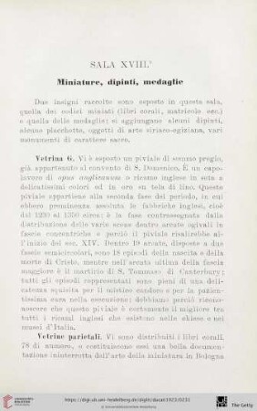 Sala XVIII: Miniature, dipinti, medaglie