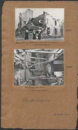 Reims: Französ. Schwestern vor ihrer zerstörten Wohnstätte. (Aus einer französ. Zeitschrift)