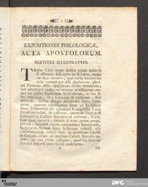 Expositiones Philologicæ, Acta Apostolorum. Breviter Illustrantes.