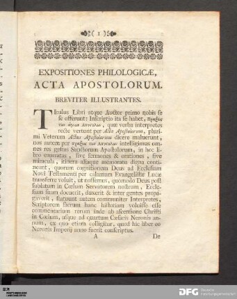 Expositiones Philologicæ, Acta Apostolorum. Breviter Illustrantes.