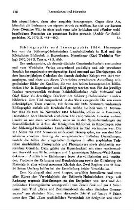 Bibliographie und Ikonographie 1864, hrsg. von der Schleswig-Holsteinischen Landesbibliothek in Kiel und der Königlichen Bibliothek in Kopenhagen : Neumünster, Wachholtz u.a., 1970