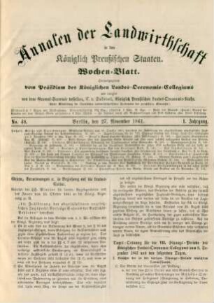 No. 48. Berlin, den 27. November 1861. I. Jahrgang.