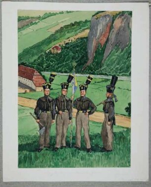 Bergleute in Paradeuniform im Plauenschen Grunde vor der Neumühle und der Villa Cosel