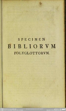 Specimen Bibliorum Polyglottorum