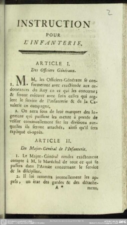 Instruction Pour L'Infanterie