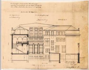 Villa von der Heydt, Berlin-Tiergarten. Zum Projekt gehörend: Böhmer & Petrich, Villa von der Heydt, Berlin-Tiergarten Umbau: Schnitt 1:100