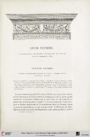 Livre premier: L'influence politique française en Italie avant Charles VIII.