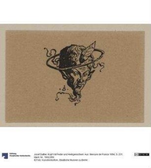 Kopf mit Feder und Heiligenschein. Aus: Mercure de France 1894, S. 231