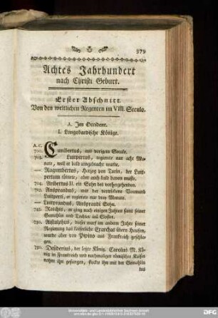 Achtes Jahrhundert nach Christi Geburt.